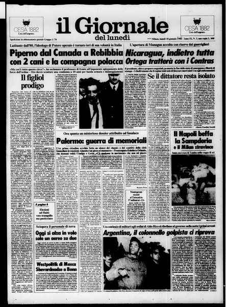 Il giornale del lunedi